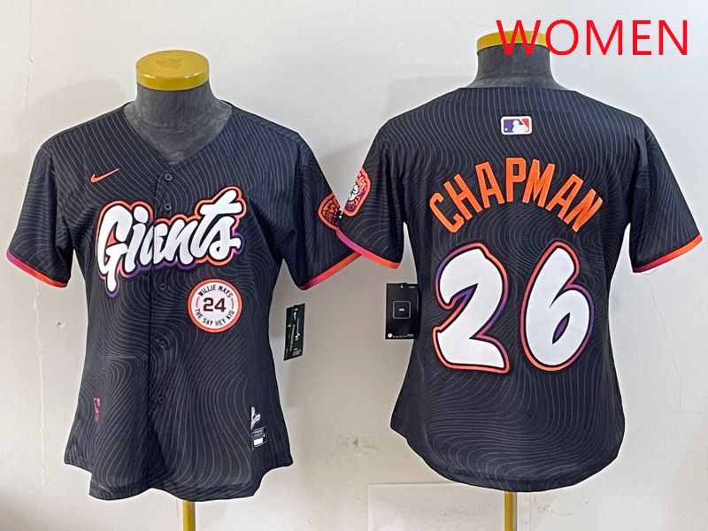 Women San Francisco Giants #26 Chapman Black Joint Name Nike 2025 MLB Jersey style 10